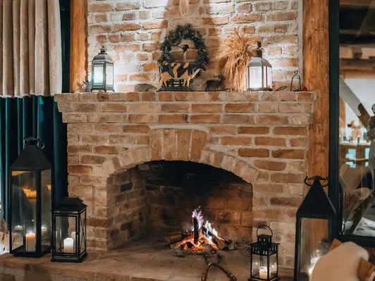 Cheminée avec feu de bois