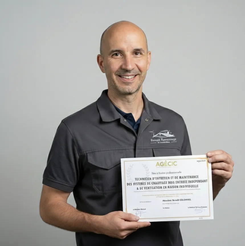 Benoît Colombel avec son diplôme TEMCV